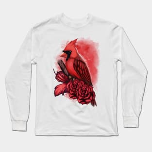 Crimson Bliss - Red Northern Cardinal Long Sleeve T-Shirt